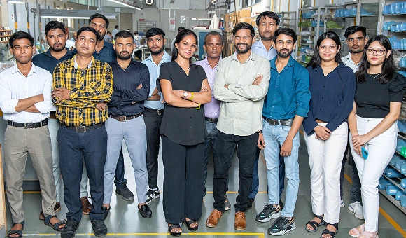 The Foot On Shoes team on the factory floor